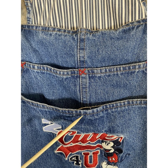 Vintage‎ Disney Main Street Overalls Womens 22W/24W Denim Shortalls Mickey 90s - Picture 8 of 9